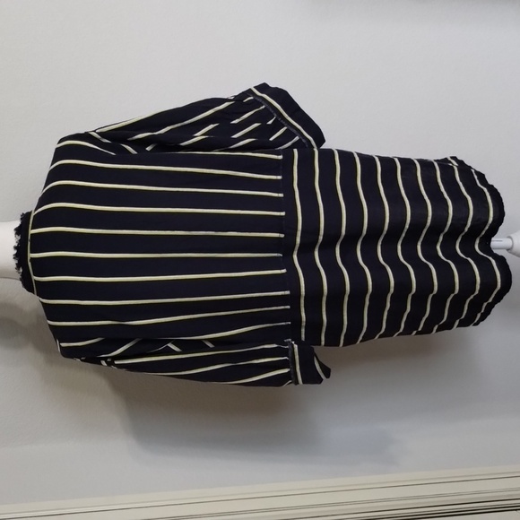 Free People Intimately Navy Yellow White Buttondown Short Sleeve Oversized Small - Picture 6 of 10